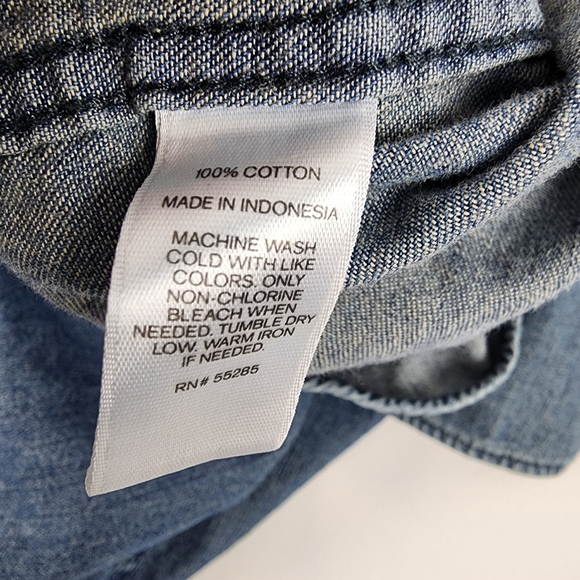 EXPRESS Mens Soft Wash Blue Jean Button-down Long Sleeve Shirt Size M - Picture 6 of 6